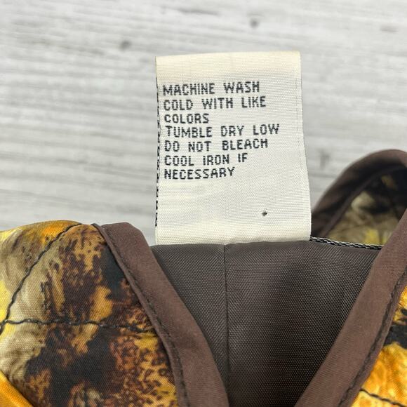 Requirements Lined Quilted Gold Brown Animal Abstract Print Button Jacket Medium - Picture 5 of 10